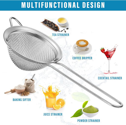 9 Pack Stainless Steel Cone Cocktail Strainer, Bar Strainer, Mesh, 3.2 in
