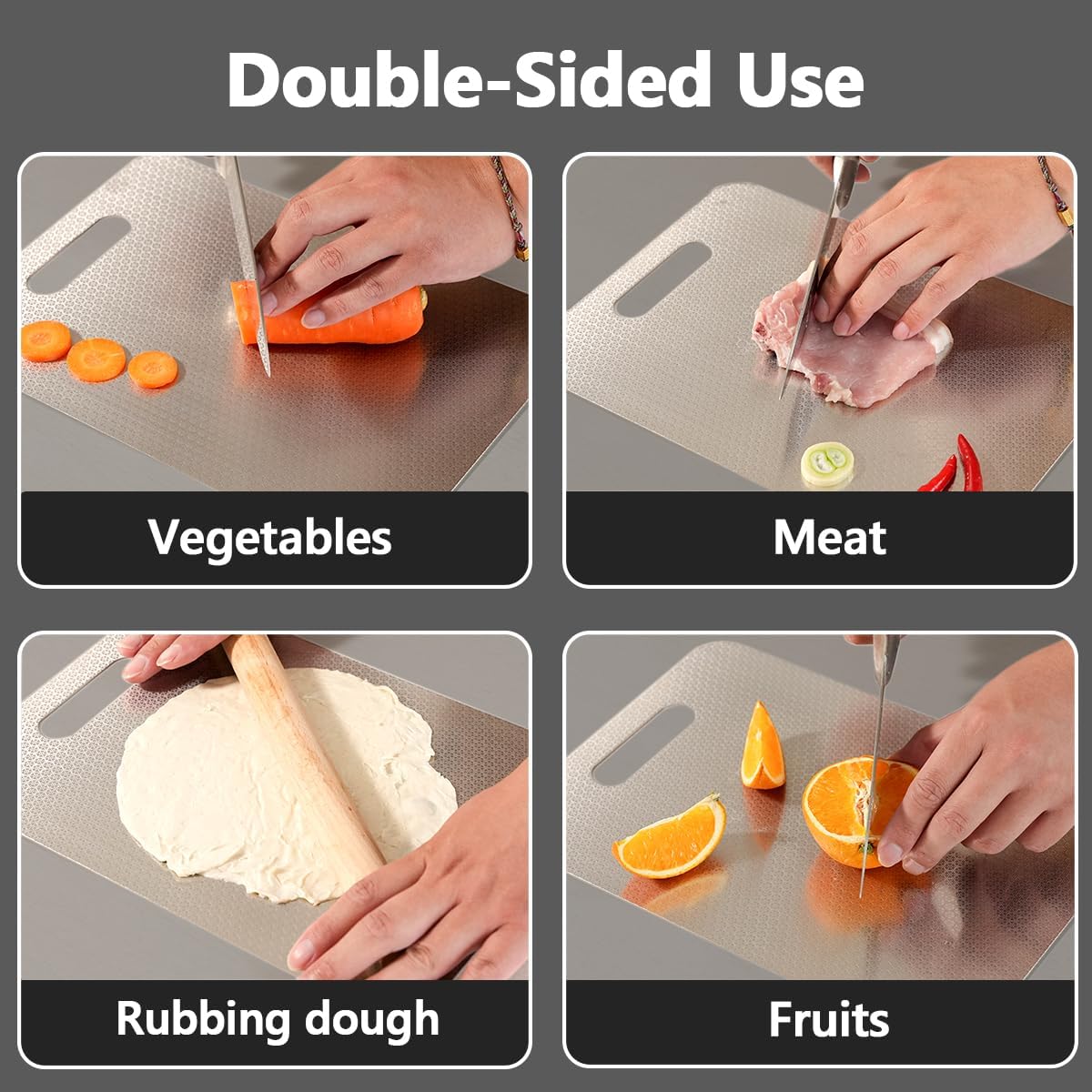 Honeycomb Stainless Steel Cutting Boards 3-Piece Set - Non-Slip Design Reduces Scratches, Perfect for Meat, Veggies & Fruits (3 Sizes, Dishwasher Safe)