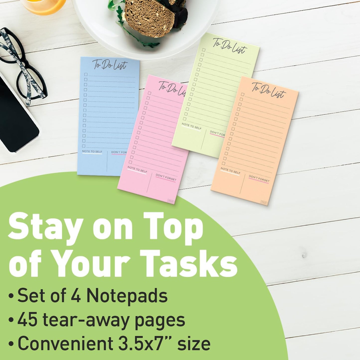S&O Set of 4 Essential Refrigerator Notepads with Magnet - Grocery Schedule Holder Pad for Fridge - Weekly Magnetic To Do List for Adhesive - Cling Notebook Meal Planner - Attractive Shopping List Pad
