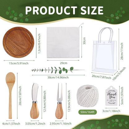 55Pcs Baby Shower Prizes for Game Winners 6 Sets Charcuterie Board with Spoons Butter Spreaders Forks Plaid Towel Thanks Card and Gift Bags for Bridal Shower Favors Party (Heart Shaped)