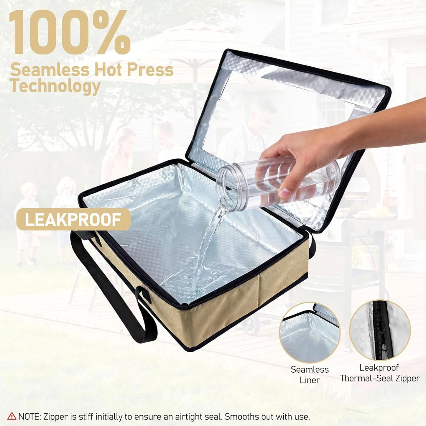 BANGIE BBQ Meat Resting Blanket & 9x13 Foil Pan Carrier - Leakproof Insulated Casserole Transport Bag with Visual Window, Rigid Hard Bottom - Birthday Father's Day Grilling Gifts for Men, Dad,Green