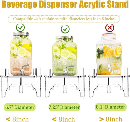 Acrylic Beverage Dispenser Stand, Glass Water Juice Drink Beverage Dispenser Floor Pitcher Stand Base for Parties and Catering Events, Fit Max 9 Inch Diameter of Water Dispenser Glass Drink