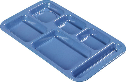Carlisle FoodService Products Melamine Lunch Tray with 4 Compartments, Right Handed Cafeteria Tray with Divided Compartments for Food, 10" x 9.75", Dark Blue