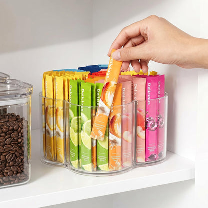 2 Pack Lazy Susan Organizer, 9 inch Rotating Storage Organizer with 4 Removable Bins, Lazy Susan Turntable Organizer for Fridge, Kitchen, Vanity, Cabinet