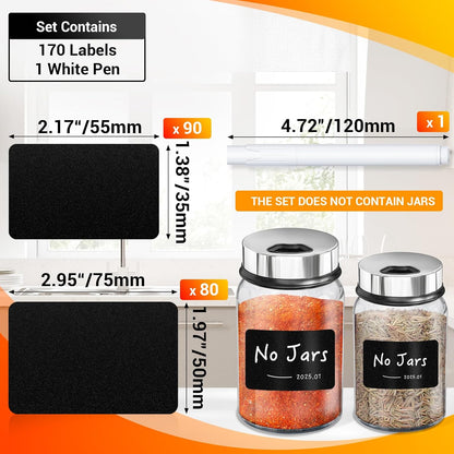 Segarty Food Label Stickers, 300 Pcs Blank Expiration Date Stickers to Write On, with 1 Black Pen, Waterproof Removable Freezer Labels for Glass Spice Jars, Canister, Food Container