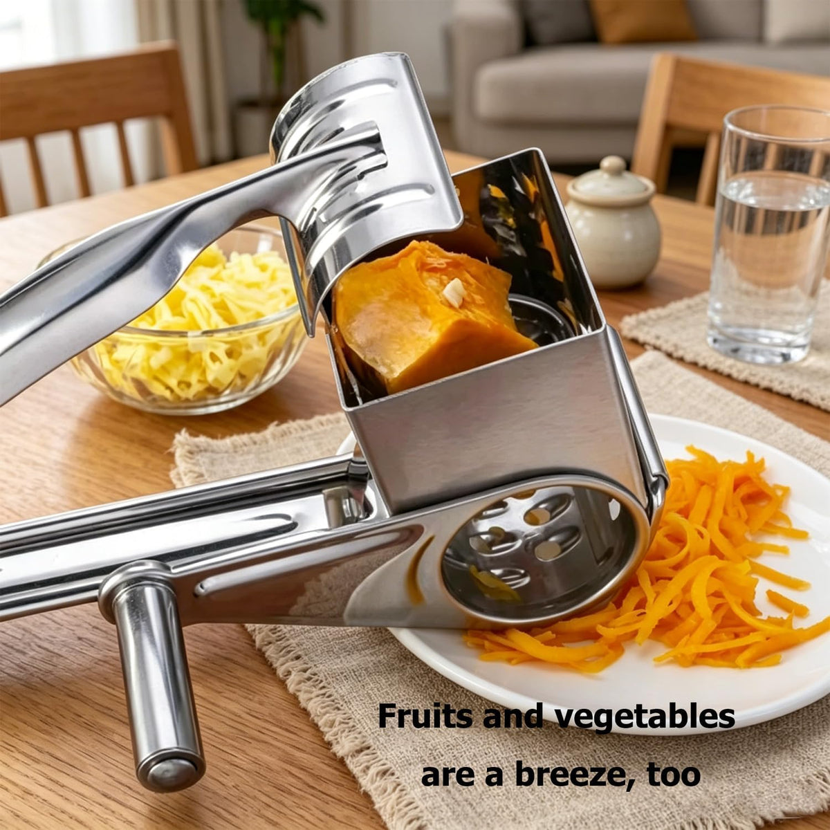 Rotary Cheese Grater, Hand Crank Shredder for Parmesan & Nuts