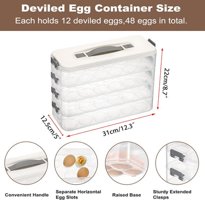BSTKEY Deviled Egg Containers with Lid, 3 Layer Deviled Egg Platter Carrier Trays for 36 Eggs, Fridge Stackable Portable Egg Holder with Handle for Home Kitchen Party Easter Picnic