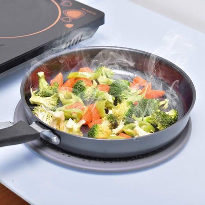 13” Silicone Splatter Screen Pan Cover with Folding Handle, Heat Insulation Cooling Mat, Strainer, Drain Board, Oil Splash Guard for Frying Pan
