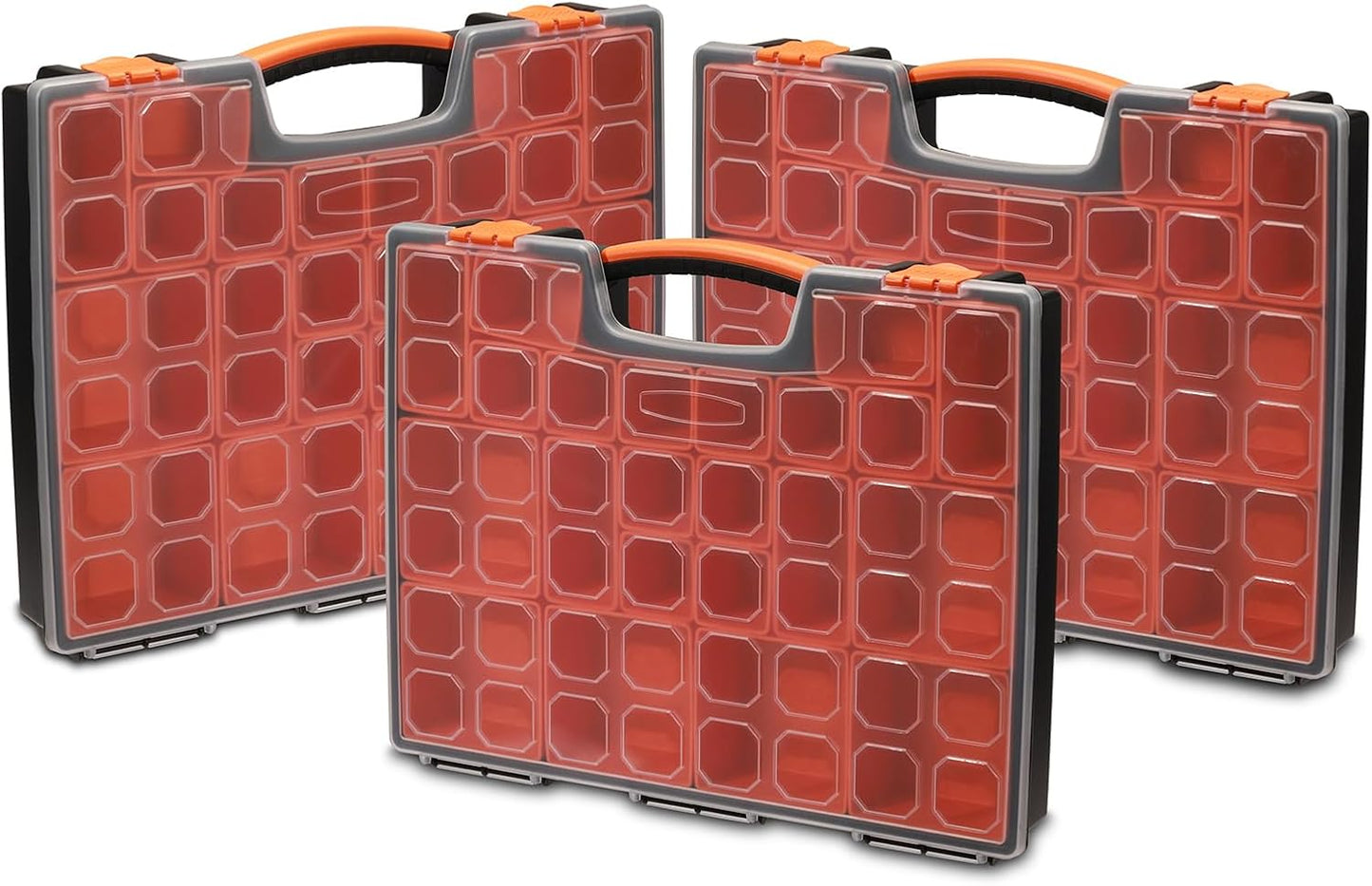 EMENTOL 2PCS Multi-Purpose Portable Organizer Box Set with 44-Removable Compartments, 2 Pieces Professional Boxes with Dimension 16.2"L*13"W*2.3"H