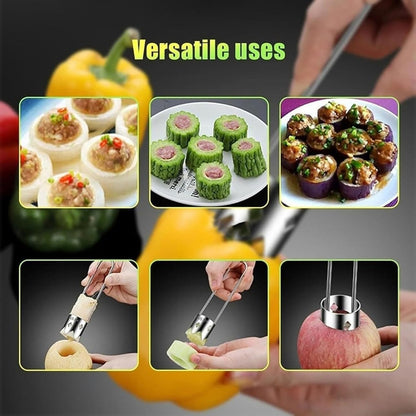 Fruit and Vegetable Corer Tool, Red Bell Pepper Seed Corer, Stainless Steel Apple Core Remover with Ergonomic Handle