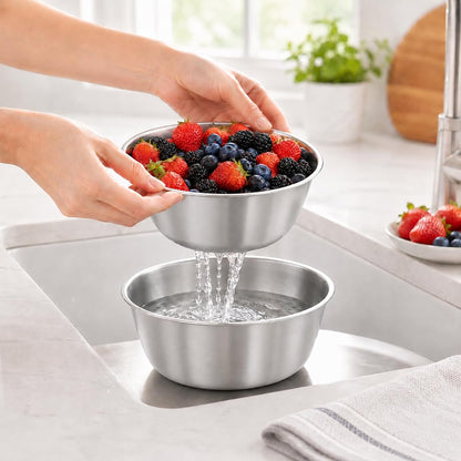 2 Set Berry Baskets,316 Stainless Steel Strainer Set,Fruit Washing Bowl with Strainer,Small Metal Colander for Berries, Strawberry, Grape, Cherry, Dishwasher Safe