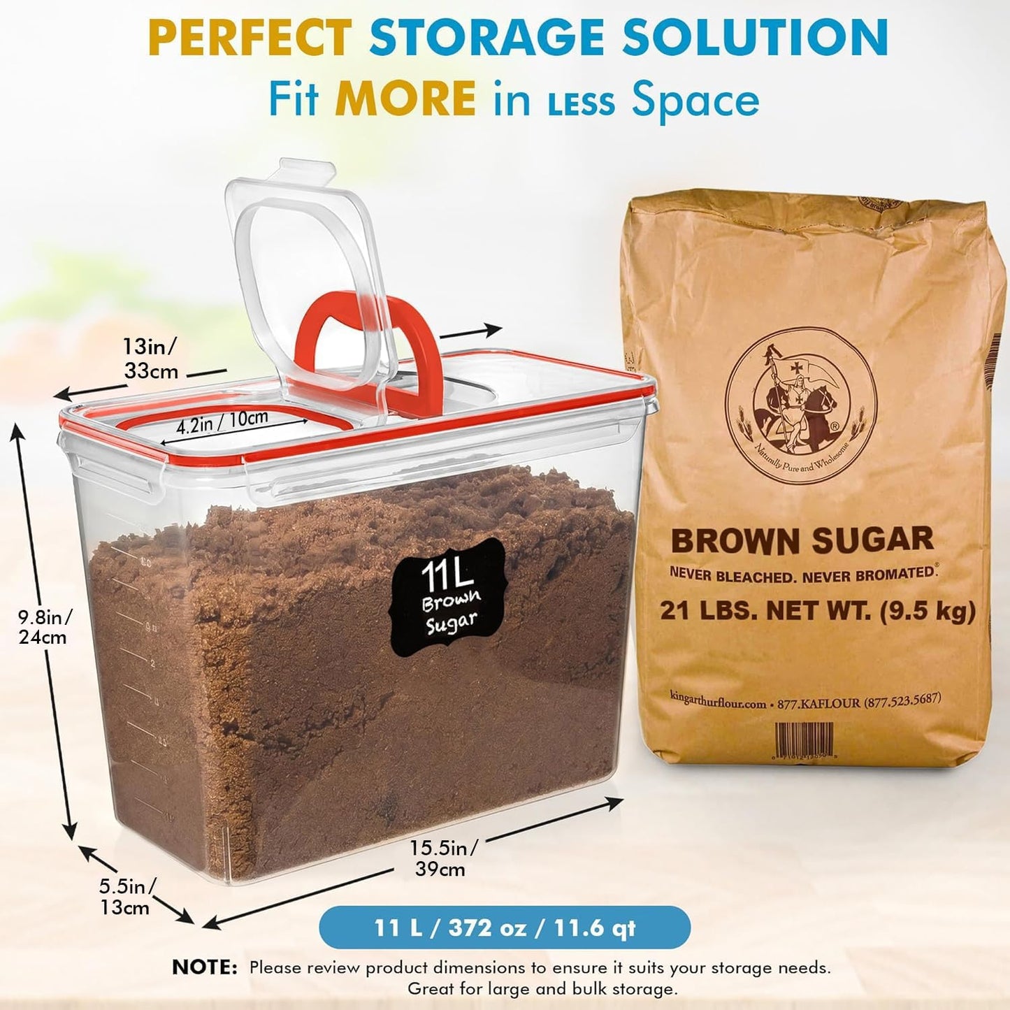 Shazo 2 PC (11L | 372 oz) Flour Sugar Storage Containers with Spout Lid & Easy Carry Handle - BPA Free Extra Large Airtight Food Storage Containers with Lids - Rice Canisters Sets for Kitchen & Pantry