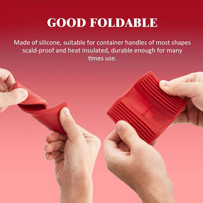 Patelai 4 Pcs Silicone Assist Hot Pan Handle Holder Hot Skillet Handle Covers Nonslip Heat Resistant Pot Grip Sleeves for Cast Iron Skillets Frying Pans Griddles Cookware(Red and Black)