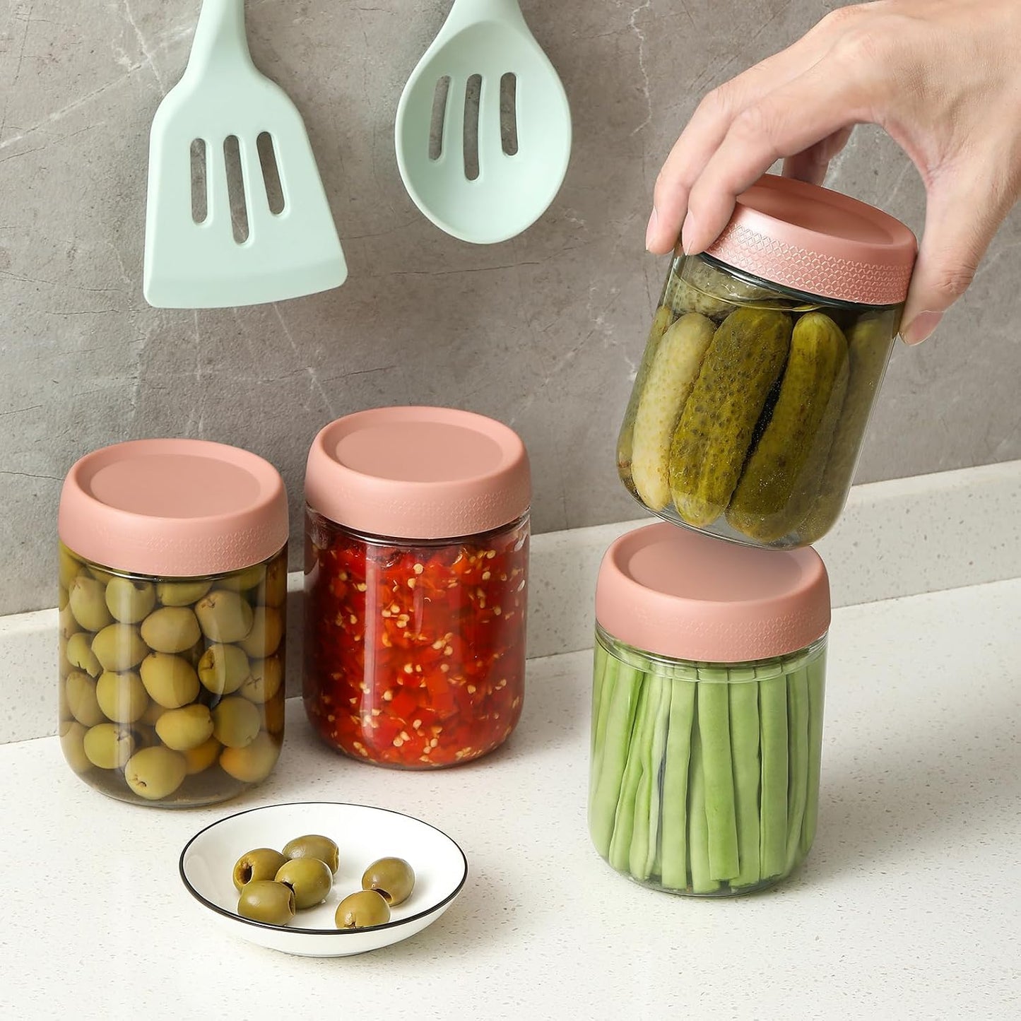 NETANY 6-pack 10oz Glass jars with Airtight Lids, Overnight Oats Containers with Lids, Wide mouth Mason Salad jars, Glass Food Storage Containers for Snacks Yogurt Spice Sugar
