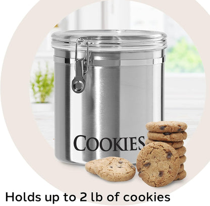 Oggi Jumbo 8" Stainless Steel Flour Clamp Canister - Airtight Food Storage Container Ideal for Kitchen & Pantry Storage of Flour or other Bulk, Dry Foods.