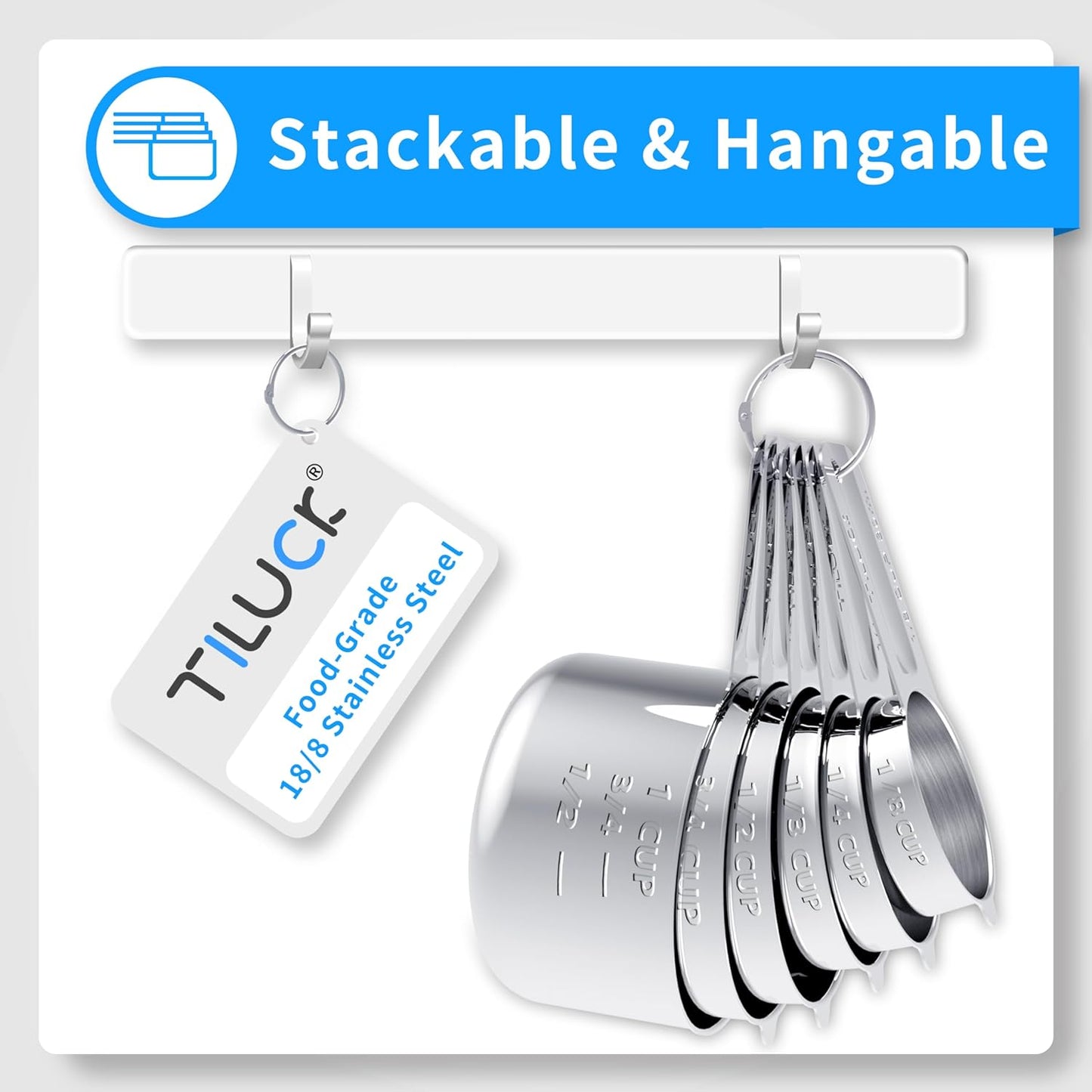 TILUCK Stainless Steel Measuring Cups & Spoons Set, Cups and Spoons,Kitchen Gadgets for Cooking & Baking (10)