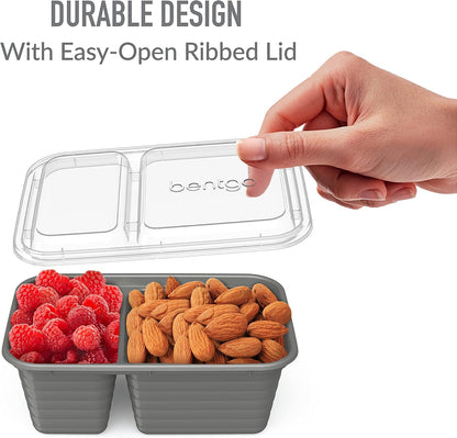 Bentgo Prep - 2-Compartment Snack Containers with Lids - Reusable, Microwaveable, Durable, PFAS & BPA-Free, Freezer, & Dishwasher-Safe Meal Prep Food Storage - 10 Trays & 10 Lids (Basil Glitter)