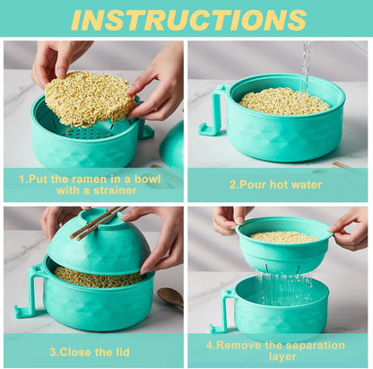 2 Sets 40 oz Microwave Ramen Bowl with Handles, Yellow,Orange