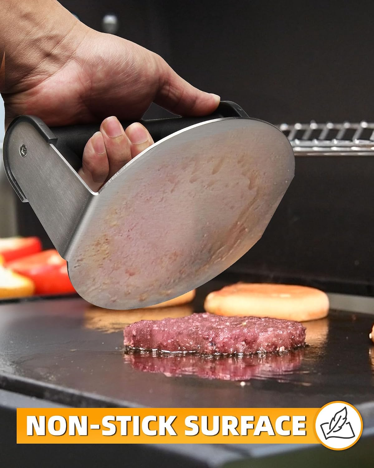 Bulado 6" Burger Press, Stainless Steel Round Burger Smasher for Griddle