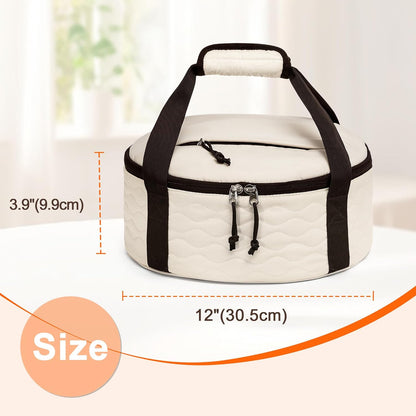Trunab Round Insulated Casserole Carrier, Pie Carriers for Transport, Casserole Carriers for Hot or Cold Food, Round Lunch Box for Picnics, Camping, Party, with Extra Pocket for Cutlery