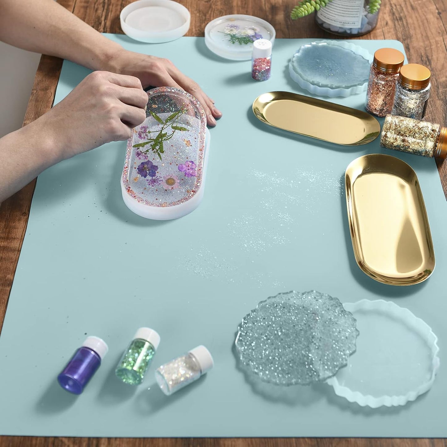 Sapid Extra Large Silicone Sheet for Crafts, Thick Silicone Jewelry Casting Mats, Nonstick Nonslip Silicon Mat for Epoxy Resin, Art Painting, Heat- Resistance Counter Mat (20"×27.9", Dark Gray)