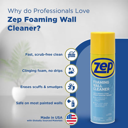 Zep Heavy-Duty Oven and Grill Cleaner 19 oz (1 Unit) and Foaming Wall Cleaner 18 oz (1 Unit) ECBD001 – Professional Grade Foaming Spray Cleaners Designed to Tackle Grease, Scuffs, and Kitchen Messes