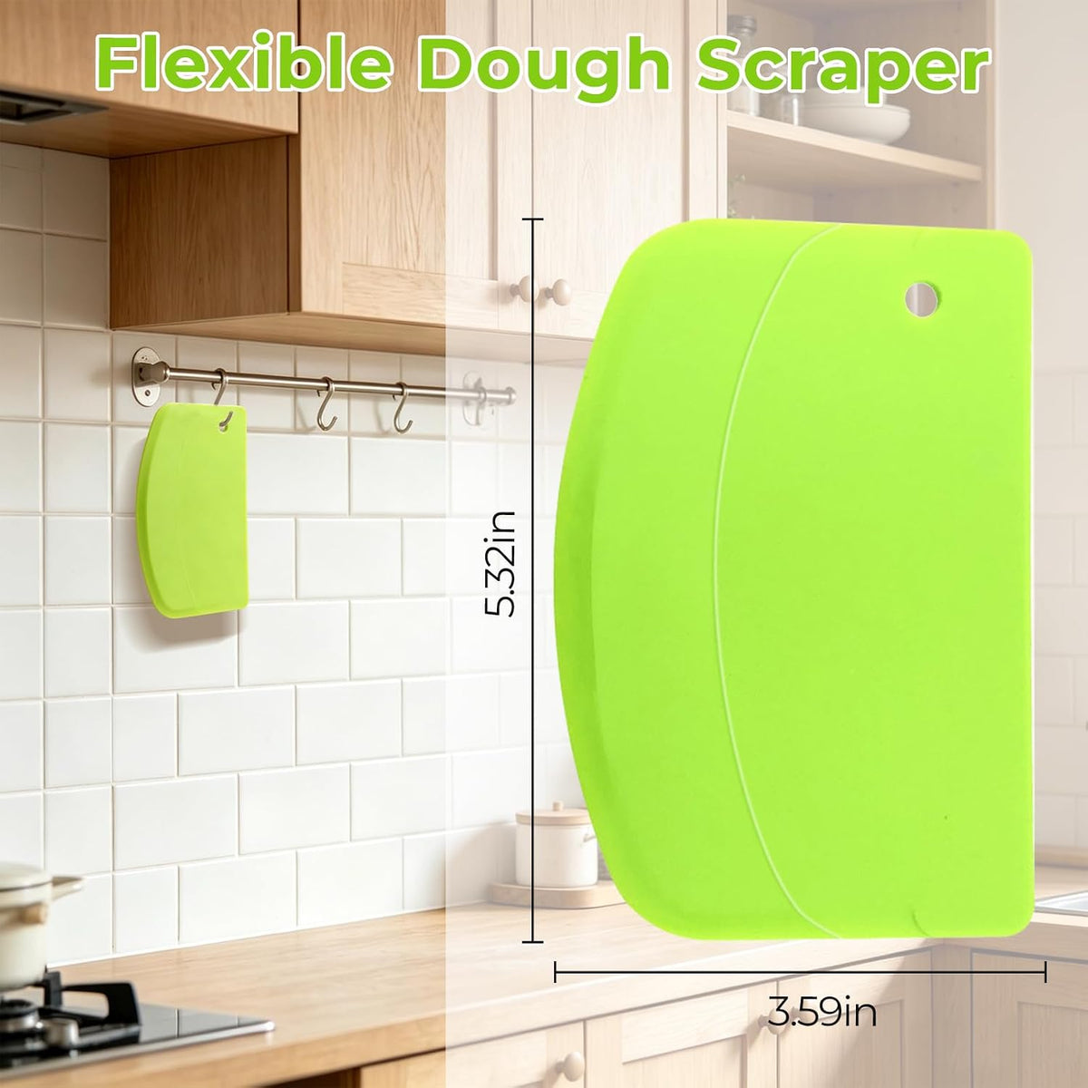 Dough Scraper Set, Bench Scraper for Baking with Flexible Edge