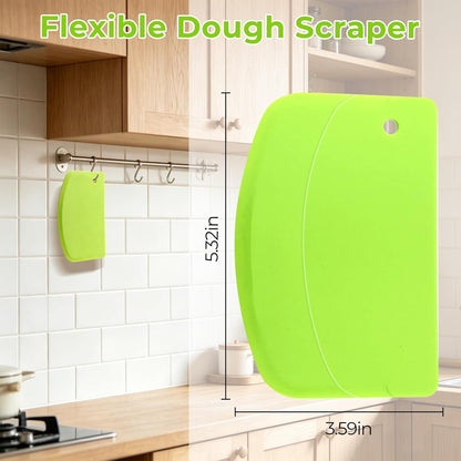 Dough Scraper Set, Bench Scraper for Baking with Flexible Edge