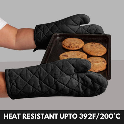 Oven Mitt (7"x13") & Pot Holder (8"x8") 100% Cotton Set of Heat Resistant Oven Gloves & Hot Pads for Gifts, BBQ, Cooking, Baking, Thanksgiving - Mustard Yellow