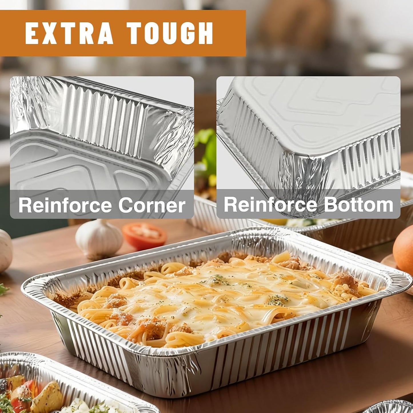 20 Pack 9x13 Aluminum Foil Pans with Lids - Heavy Duty Disposable Baking Pans, Oven Safe Steam Table Trays for Cooking, Meal Prep, Catering, Party, Food Storage & Transport - Silver, 2.5" Deep