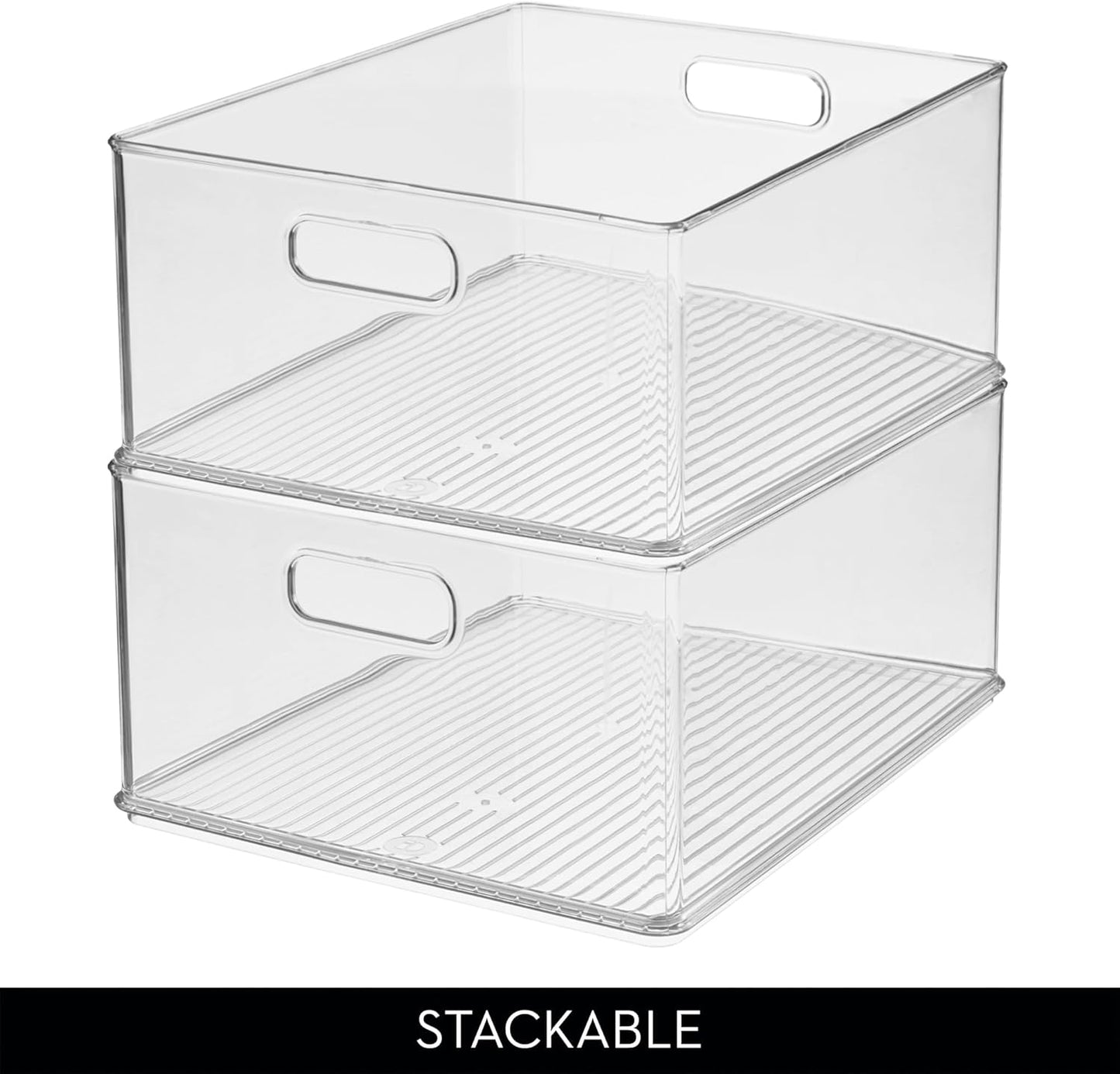 iDesign Recycled Plastic Stackable Storage Bin with Handles - Clear