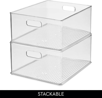 iDesign Recycled Plastic Stackable Storage Bin with Handles - Clear