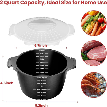 Large Microwave Cookware Steamer 2 Quart Vegetable Cooker for Cooking