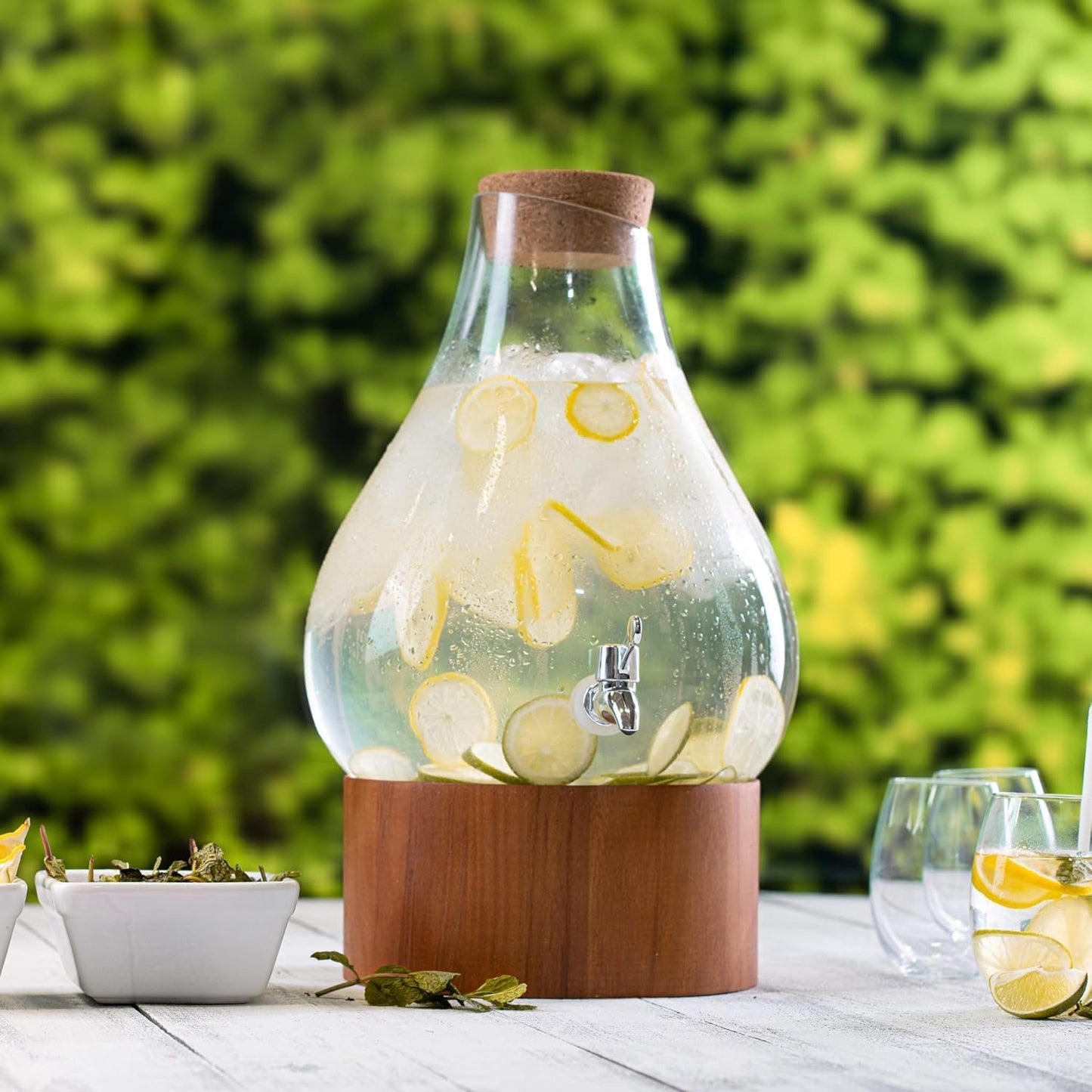 3 Gallon Glass Drink Dispenser with Metal Stand & Lid – Hammered Beverage Dispenser with Leakproof Spigot, Wide Mouth for Easy Fill – Ideal for Parties, Lemonade, Iced Tea, Sangria & More