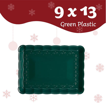Plasticpro Plastic Serving Trays - Serving Platters Rectangle 9X13 Disposable Party Dish 4 Black Trays