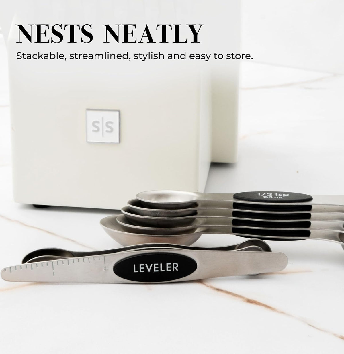 Styled Settings Magnetic Measuring Spoons Set, Gold