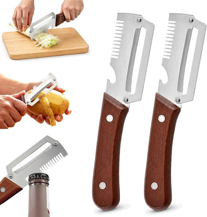 2-PACK Multifunctional Kitchen Vegetable Peeler – Stainless Steel Blade, Ergonomic Handle & Ideal for Fruits and Vegetables 3 In 1 Multi-Function Thickened Fruit Peeler Knife, Peel Julienne (2*Mixed)