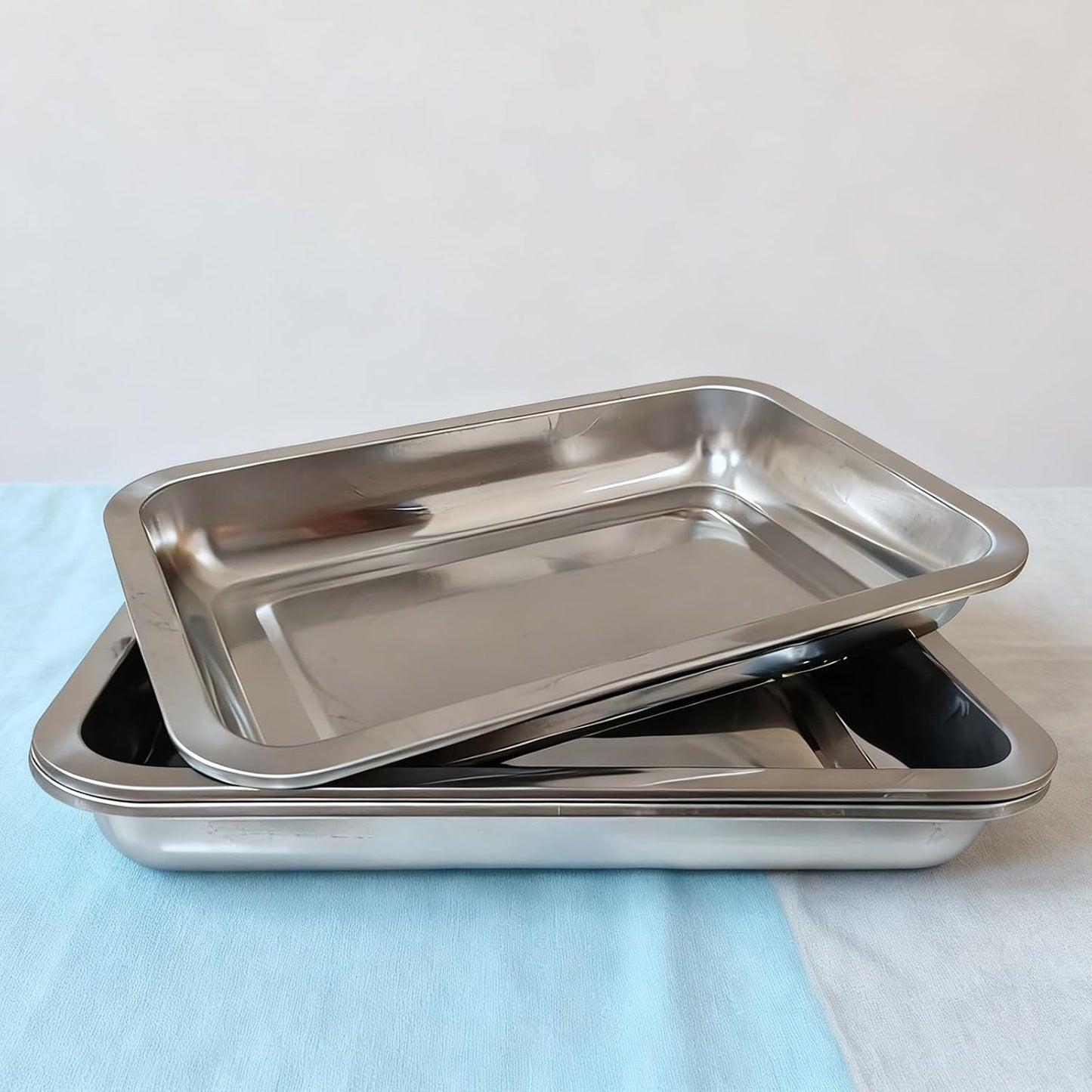 3 Pack Stainless Steel Breading Trays Set,Breading Pans for Marinating, and Prepping Meat Chicken and Fish 10.4" x 7.7" x 1.9"