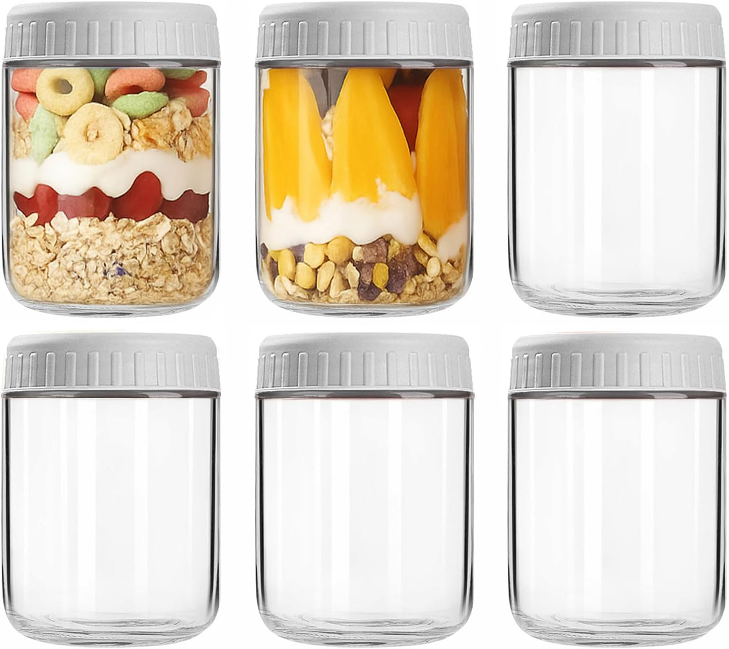 Overnight Oats Containers with Lids, 10oz Wide Mouth Mason Jars with Lids, 9 Pack Glass Jars with Airtight lid for Chia Pudding Yogurt Salad, Meal Prer Oatmeal Jars, Pink