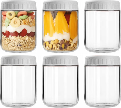 Overnight Oats Containers with Lids, 10oz Wide Mouth Mason Jars with Lids, 9 Pack Glass Jars with Airtight lid for Chia Pudding Yogurt Salad, Meal Prer Oatmeal Jars, Pink