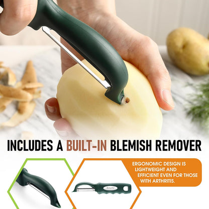 Spring Chef Premium Swivel Vegetable Peeler, Soft Grip Handle and Ultra Sharp Stainless Steel Blades - Perfect Kitchen Peeler For Veggie, Fruit, Potato, Carrot, Apple - Mango