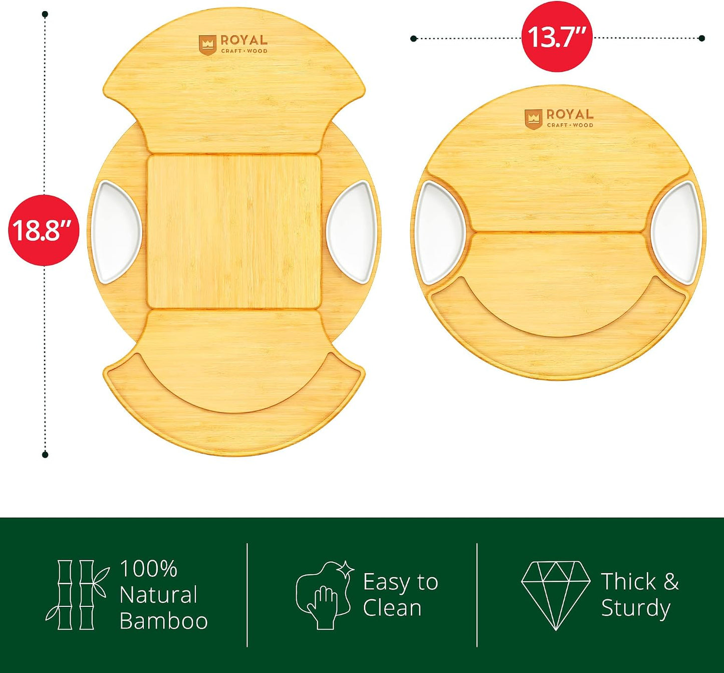 ROYAL CRAFT WOOD Premium Bamboo Charcuterie Board Set - Cheese Platter & Serving Tray & Serving Utensils - Perfect Housewarming Gift, Wedding, Bridal Shower Gift - Ideal for Entertaining and New Home