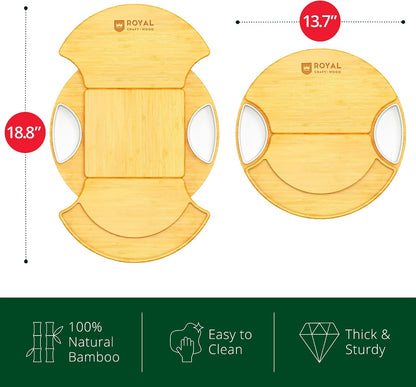 ROYAL CRAFT WOOD Premium Bamboo Charcuterie Board Set - Cheese Platter & Serving Tray & Serving Utensils - Perfect Housewarming Gift, Wedding, Bridal Shower Gift - Ideal for Entertaining and New Home