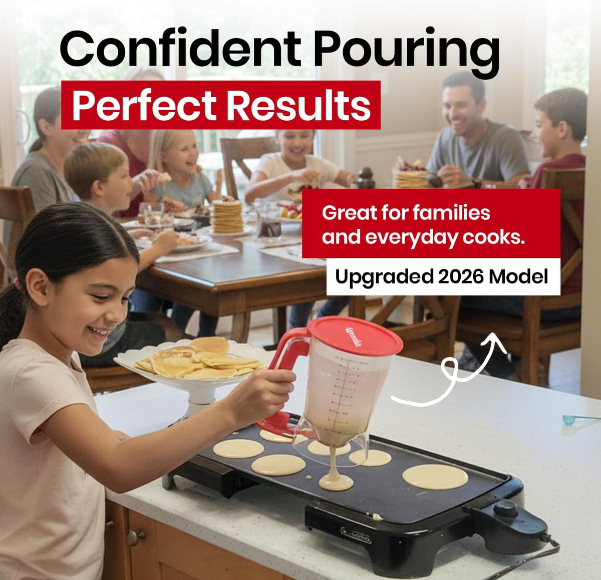 Eggssentials Pancake Batter Dispenser with Squeeze Handle Pancake Dispenser