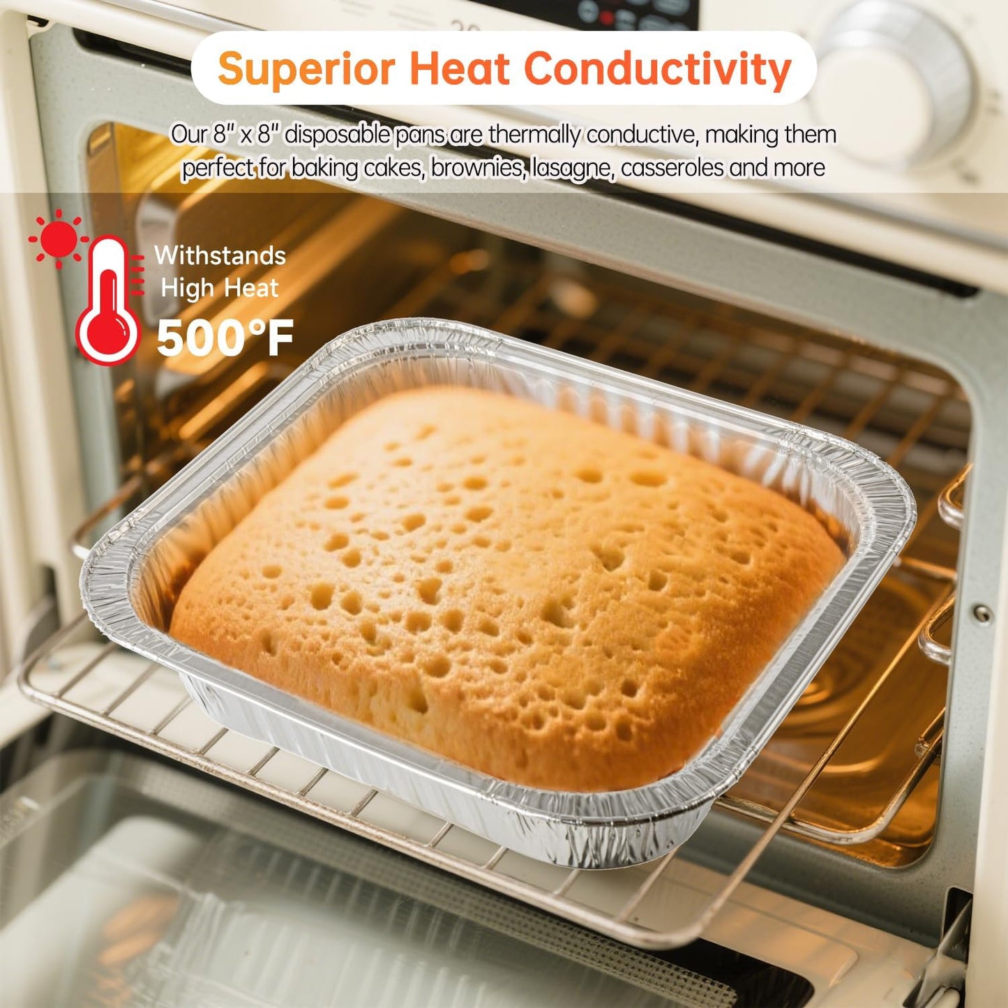 8x8 Aluminum Pans - 20 Pack Disposable Foil Pans, Heavy Duty Square Aluminum Baking & Roasting Trays for Meal Prep, Food Storage, Heating & Party Serving