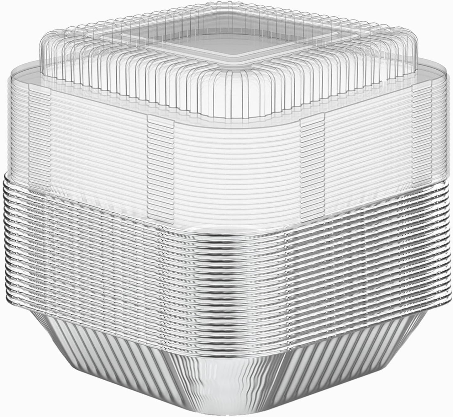 WANBAO 20 Pack Foil Pans with Plastic Lids 8 X 8 Inch Disposable Aluminum Tin Foil Baking Pans Meal Prep for Catering Party Meal Prep, Take Out, Freeze, Food Storage, Prepping Food