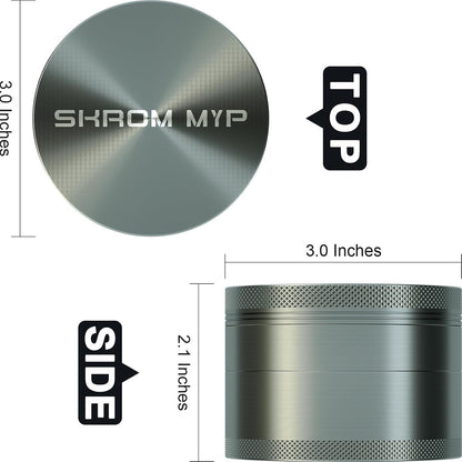 Spice Grinder, Aluminum Large 3" Kitchen Grinder (Grey)