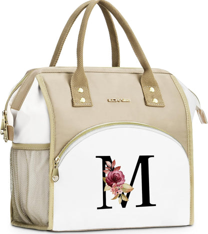 Initial Lunch Bag Women, Cooler Insulated Lunch Bag for Girls, Large Adult Leakproof Lunch Box for Picnic Work, Personalized Tote Bag, Birthday Gifts/Mothers Day Gifts, Letter K.