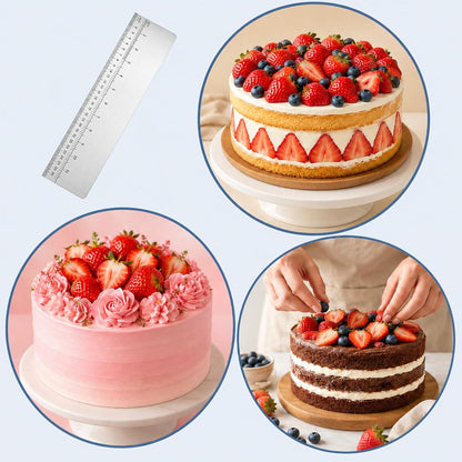 12 Inch Stainless Steel Cake Scraper Smoother, Cake Leveler with Scale