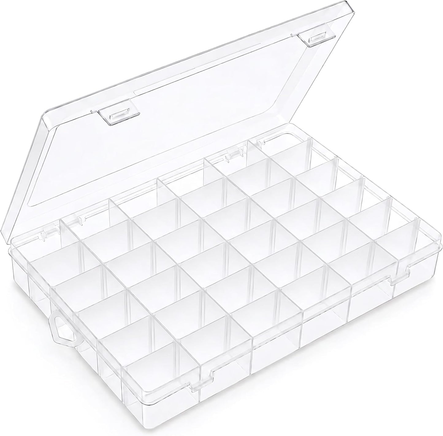 2 Pack Clear Bead Organizer Tackle Box with Adjustable Dividers for Jewelry Art Craft Containers 36 Grids Compartment with 5 Sheets Label Stickers